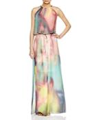 Elie Tahari York Watercolor Print Maxi Dress