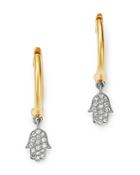 Meira T 14k Yellow & White Gold Hamsa Drop Earrings With Diamonds
