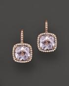 Amethyst And Diamond Drop Earrings In 14k Rose Gold