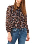 1.state Printed Tie Neck Top