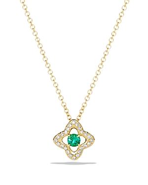David Yurman Venetian Quatrefoil Necklace With Emerald And Diamonds In 18k Gold