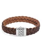 John Hardy Sterling Silver & Brown Leather Classic Chain Bracelet