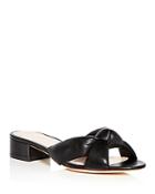 Loeffler Randall Women's Elsie Leather Low Block Heel Slide Sandals