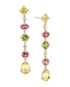 David Yurman Chatelaine Multi Drop Earrings In 18k Yellow Gold With Lemon Citrine, Pink Tourmaline, Peridot & Diamonds