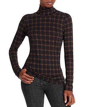 Vince Hazy Plaid Turtleneck Top