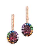 Bloomingdale's Garnet, Champagne Diamond And Multi Gemstone Earrings In 14k Rose Gold - 100% Exclusive