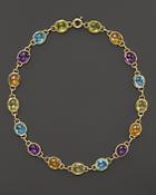 Amethyst, Blue Topaz, Citrine And Green Quartz Cabochon Necklace In 14k Yellow Gold, 16 - 100% Exclusive