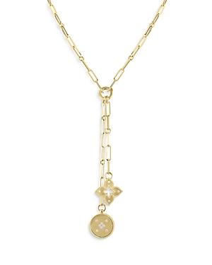 Roberto Coin 18k Yellow Gold Venetian Princess Diamond Flower & Disc Pendant Y Necklace, 15