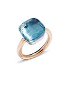 Pomellato Nudo Maxi Ring With Blue Topaz In 18k Rose And White Gold