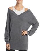 T By Alexander Wang Layered Off-the-shoulder Sweater
