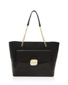 Ted Baker Crystal And Faux-pearl Lock Leather Tote