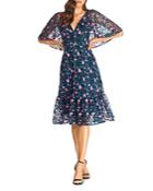 Dress The Population Virginia Fit-and-flare Embroidered Dress