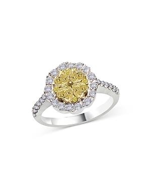 Bloomingdale's Yellow & White Diamond Halo Ring In 14k White Gold, 1.35 Ct. T.w. - 100% Exclusive