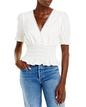 Wayf Smocked V Neck Top