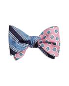 Brooks Brothers Double-sided Stripe/flower Self-tie Bow Tie