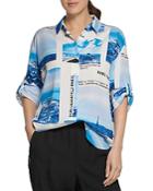 Karl Lagerfeld Paris Printed Roll-tab Sleeves Shirt