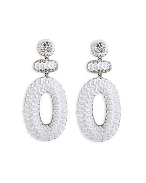 Deepa By Deepa Gurnani Britt Cubic Zirconia, Bead & Sequin Flower Open Drop Earrings In Silver Tone