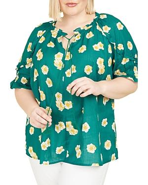 Daniel Rainn Plus Linen & Cotton Peasant Top