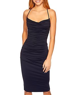 Susana Monaco Cowl Neck Ruched Midi Dress