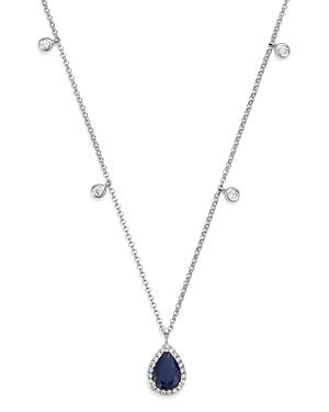 Bloomingdale's Sapphire & Diamond Charm Necklace In 14k White Gold, 18 - 100% Exclusive