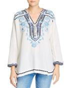 Johnny Was Vedera Embroidered V-neck Top