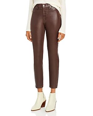 7 For All Mankind Coated High Waisted Ankle Skinny Jeans In Mocha