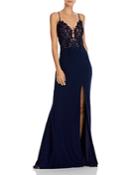 Faviana Couture Appliqued Jersey Gown