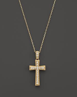 Diamond Cross Pendant Necklace In 14k Yellow Gold, .25 Ct. T.w.
