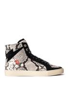 Zadig & Voltaire Women's Zv1747 High Flash Wild High Top Snake Embossed Leather Sneakers