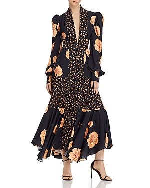 Acler Elton Mixed-florals Long-sleeve Dress