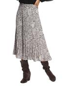 1.state Pleated Snakeskin-print Midi Skirt