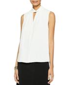 Misook Twist Neck Crepe De Chine Tank