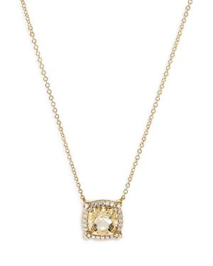 David Yurman 18k Yellow Gold Chatelaine Champagne Citrine & Diamond Halo Pendant Necklace, 18