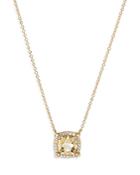 David Yurman 18k Yellow Gold Chatelaine Champagne Citrine & Diamond Halo Pendant Necklace, 18