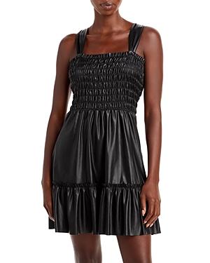 Aqua Smocked Faux Leather Mini Dress - 100% Exclusive