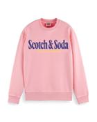 Scotch & Soda Cotton Garment Dyed Logo Print Regular Fit Crewneck Sweatshirt