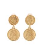Oscar De La Renta Double Coin Clip-on Drop Earrings