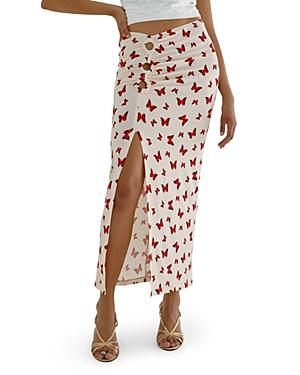 Musier Butterfly Print Midi Skirt