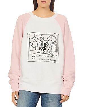 Sandro Graphic Print Cotton Sweatshirt