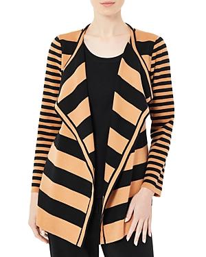 Misook Mixed Stripe Draped Open Jacket