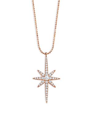 Graziela Gems 14k Rose Gold Diamond Rose & Round Cut Starburst Pendant Necklace, 18