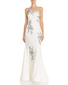 Avery G One-shoulder Embroidered Mermaid Gown