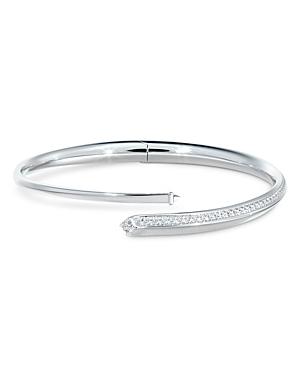 De Beers Forevermark 18k White Gold Avaanti Diamond Pave Bypass Bangle Bracelet