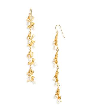 Kenneth Jay Lane Imitation Pearl Flower Linear Earrings