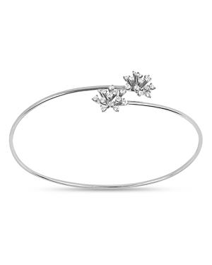 Hueb 18k White Gold Luminus Diamond Cluster Bypass Bangle Bracelet