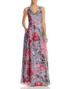 Adrianna Papell Floral Organza Gown