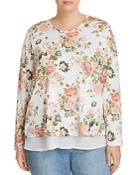 B Collection By Bobeau Curvy Floral Overlay Top