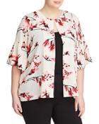 B Collection By Bobeau Curvy Ash Floral Bell Sleeve Jacket
