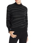 Aqua Cashmere Zebra-stripe Balloon-sleeve Cashmere Sweater - 100% Exclusive