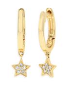Rachel Reid 14k Yellow Gold Diamond Star Dangle Hoop Earrings